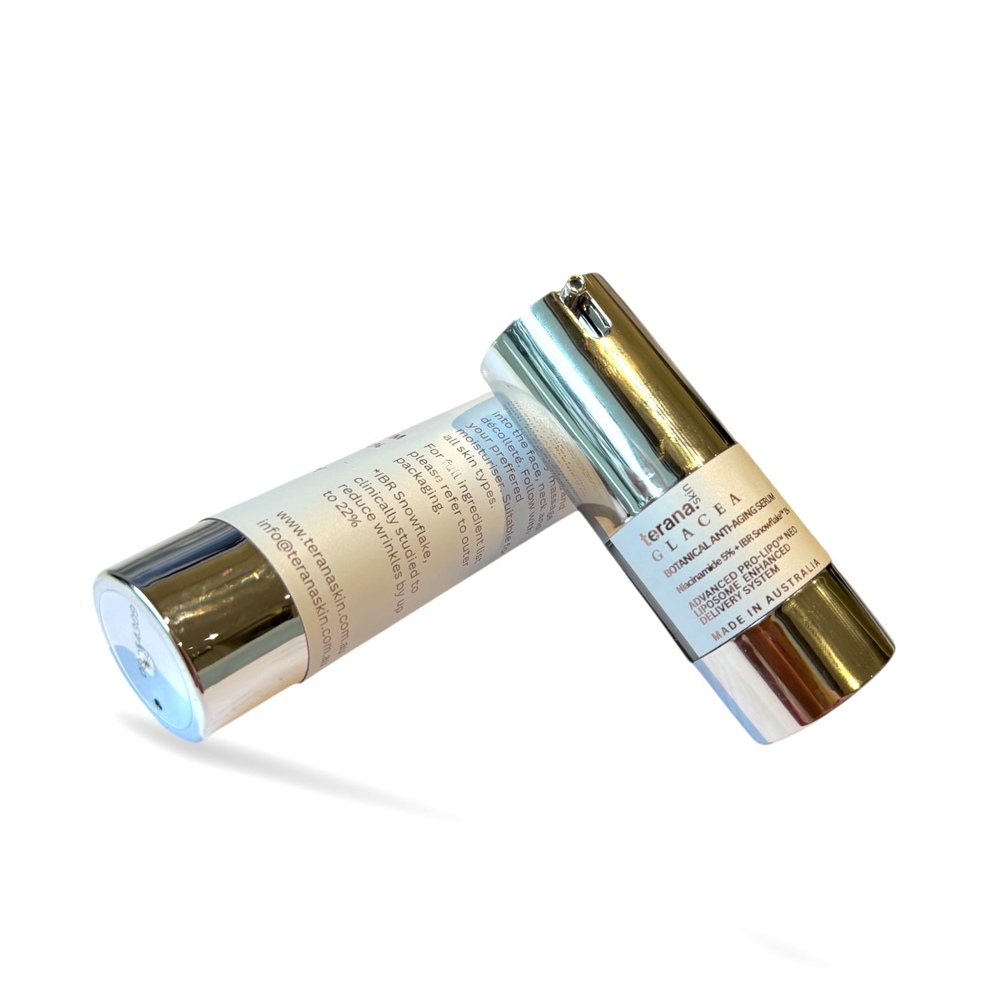 Two skincare products with visible labels on a white background